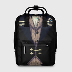 Рюкзак женский Фрак тёмный с цепочками и брошью, цвет: 3D-принт