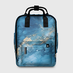 Рюкзак женский Синий мрамор, цвет: 3D-принт