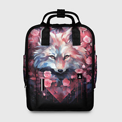 Рюкзак женский Белый романтичный волк, цвет: 3D-принт