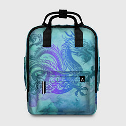 Рюкзак женский Бирюзовый дракон узор, цвет: 3D-принт