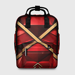 Рюкзак женский Золотые ленты на красном фоне, цвет: 3D-принт