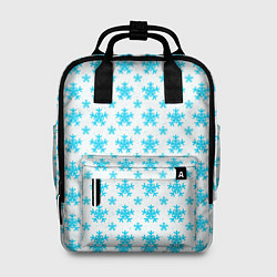 Рюкзак женский Паттерн снежинки бело-голубой, цвет: 3D-принт