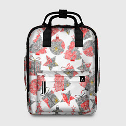 Рюкзак женский Праздничные узоры подарки, цвет: 3D-принт