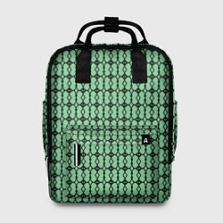 Рюкзак женский Чёрные узоры на зелёном, цвет: 3D-принт