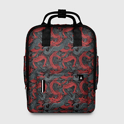 Женский рюкзак Красные драконы на сером фоне