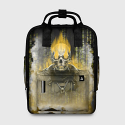 Рюкзак женский Жёлтый скелет в дыму, цвет: 3D-принт