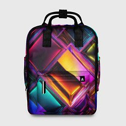 Рюкзак женский Цветные стеклянные блоки - неоновый геометричный у, цвет: 3D-принт