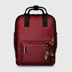 Рюкзак женский Узоры золотые на красном фоне, цвет: 3D-принт