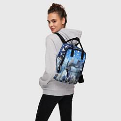 Рюкзак женский Новогодний синий ночной город, цвет: 3D-принт — фото 2