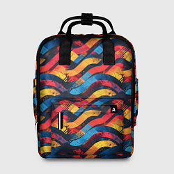 Рюкзак женский Разноцветные полосы волны, цвет: 3D-принт