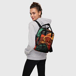 Рюкзак женский Оранжевая и зеленый абстракция, цвет: 3D-принт — фото 2
