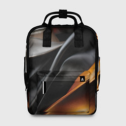Рюкзак женский Черная и оранжевая материя, цвет: 3D-принт