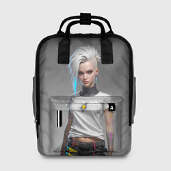 Женский рюкзак Блондинка в белой футболке Cyberpunk 2077