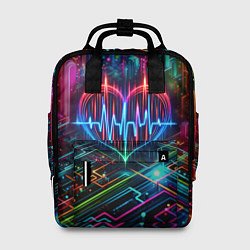 Женский рюкзак Неоновое сердце - кардиограмма