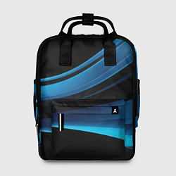 Рюкзак женский Черная и синяя геометрическая абстракция, цвет: 3D-принт