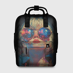 Рюкзак женский Отражение космоса в очках, цвет: 3D-принт