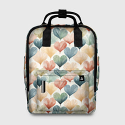 Рюкзак женский Разноцветные нарисованные сердечки, цвет: 3D-принт