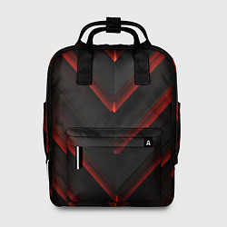 Женский рюкзак Красные яркие неоновые полосы на черной абстракции