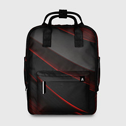 Женский рюкзак Красная абстракция с черными линиями