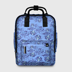 Рюкзак женский Узоры гжель на голубом фоне, цвет: 3D-принт