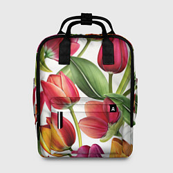Рюкзак женский Паттерн с тюльпанами, цвет: 3D-принт