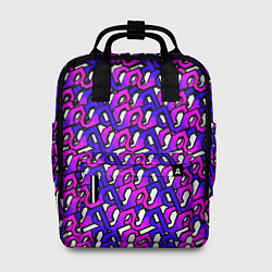 Рюкзак женский Фиолетовый узор и чёрная обводка, цвет: 3D-принт