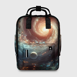 Рюкзак женский Далёкая неоновая галактика - нейросеть, цвет: 3D-принт