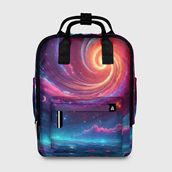 Рюкзак женский Яркая неоновая галактика - нейросеть, цвет: 3D-принт