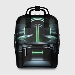 Женский рюкзак Футуристическая абстракция с зеленым неоновым свет