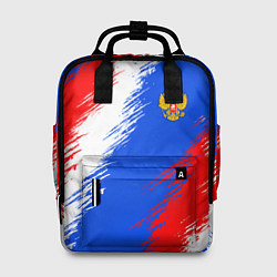 Рюкзак женский Триколор штрихи с гербор РФ, цвет: 3D-принт