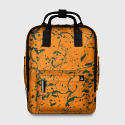 Женский рюкзак Оранжевый с брызгами зеленой краски