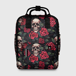 Рюкзак женский Черепа и алые розы, цвет: 3D-принт