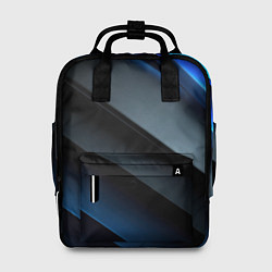 Женский рюкзак Темная синяя стильная абстракция на черном фоне