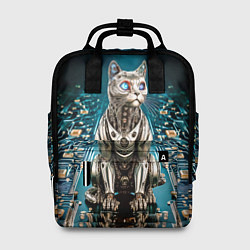 Рюкзак женский Кибер кот сидит на печатной плате, цвет: 3D-принт