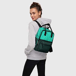 Рюкзак женский Мятный зелёный в чёрный горошек и полоски, цвет: 3D-принт — фото 2
