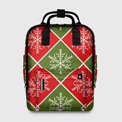 Рюкзак женский Рождественский паттерн со снежинками в ромбах, цвет: 3D-принт