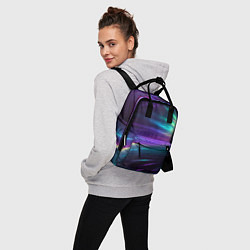 Рюкзак женский Неоновые лучи на фиолетовом фоне, цвет: 3D-принт — фото 2