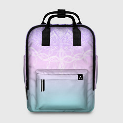 Рюкзак женский Розово-голубой градиент с узором мандала, цвет: 3D-принт