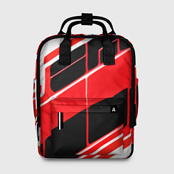 Рюкзак женский Красно-белые полосы и чёрный фон, цвет: 3D-принт
