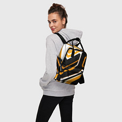 Рюкзак женский Чёрно-жёлтые полосы на белом фоне, цвет: 3D-принт — фото 2