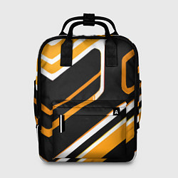 Рюкзак женский Чёрно-жёлтые полосы на белом фоне, цвет: 3D-принт