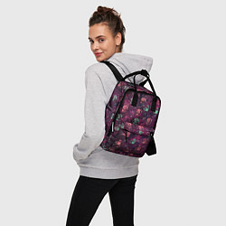 Рюкзак женский Тёмный пурпурный текстурированный кубики, цвет: 3D-принт — фото 2