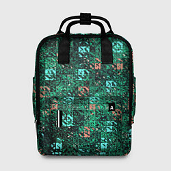 Рюкзак женский Тёмный зелёный текстурированный кубики, цвет: 3D-принт