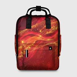 Рюкзак женский Красные и оранжевые линии с золотым блеском, цвет: 3D-принт