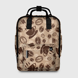 Рюкзак женский Кофейный узор, цвет: 3D-принт