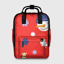 Рюкзак женский Новогодний узор со снеговиком и снежинками, цвет: 3D-принт