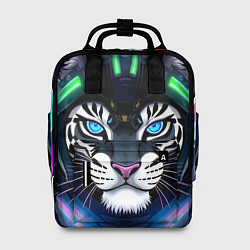 Рюкзак женский Яркий неоновый кибер тигр, цвет: 3D-принт