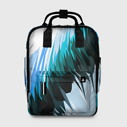 Рюкзак женский Чёрно-синие острые полосы на белом фоне, цвет: 3D-принт