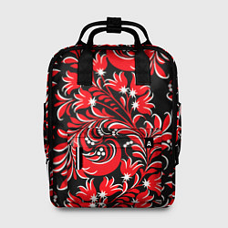 Рюкзак женский Хохлома - красная роспись, цвет: 3D-принт