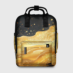 Женский рюкзак Золотистая материя на черном фоне